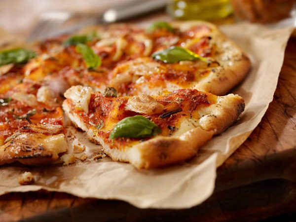 Artisanal Garlic & Basil Flatbread Pizza with Crispy Crust