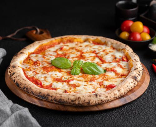 Classic Margherita Pizza with Fresh Basil & Chili